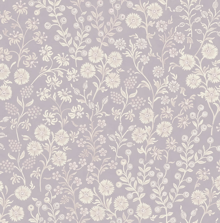 Liana Periwinkle Trail Wallpaper by Eijffinger Posy Covers about 59.1 square feet 21.5-in by 33-ft long roll Unpasted 20.9 - Fabric Carolina -