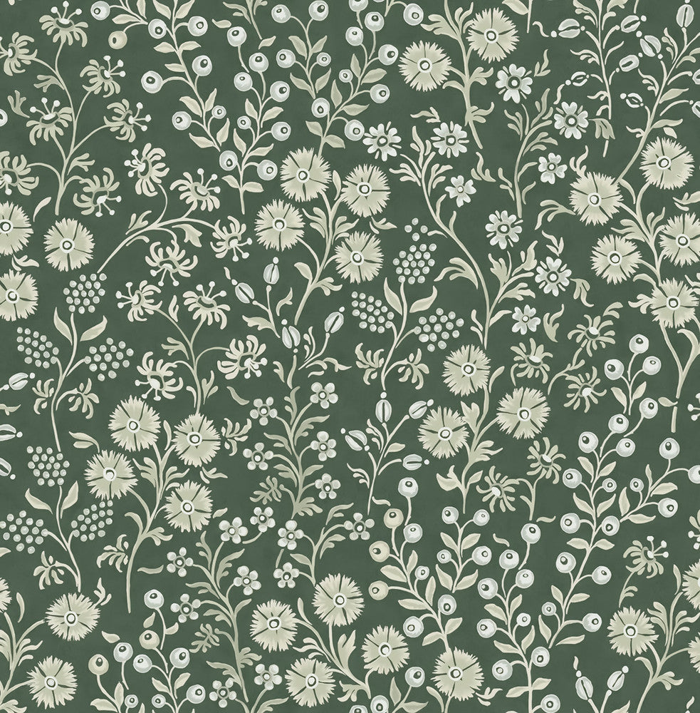 Liana Evergreen Trail Wallpaper by Eijffinger Posy Covers about 59.1 square feet 21.5-in by 33-ft long roll Unpasted 20.9 - Fabric Carolina -