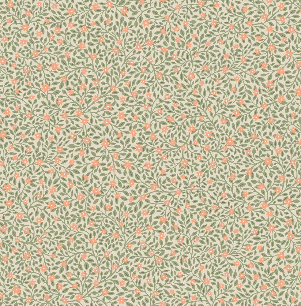 Marguerite Light Green Floral Wallpaper by Eijffinger Posy Covers about 59.1 square feet 21.5-in by 33-ft long roll Unpasted 20.9 - Fabric Carolina -