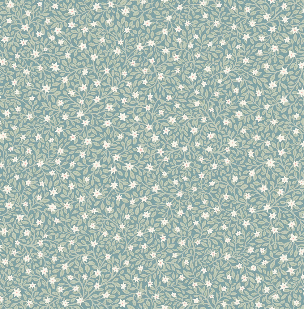 Marguerite Sea Green Floral Wallpaper by Eijffinger Posy Covers about 59.1 square feet 21.5-in by 33-ft long roll Unpasted 20.9 - Fabric Carolina -