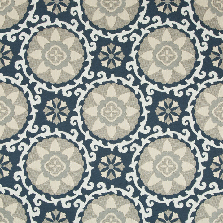 Exotic Suzani Indigo by Kravet Design Fabric OCEANIA INDOOR OUTDOOR SOLUTION DYED ACRYLIC - 100% United States MEDIUM Horizontal: 15 and Vertical: 14 54 - Fabric Carolina -