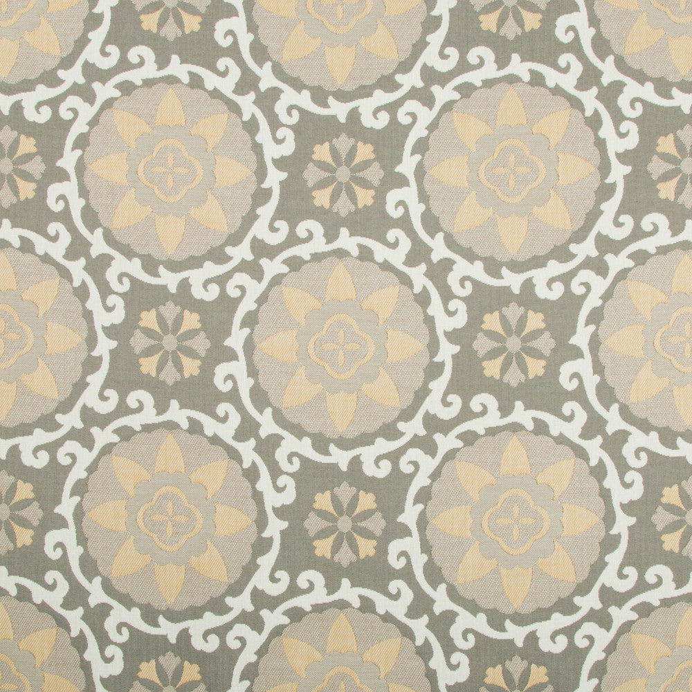 Exotic Suzani Pebble by Kravet Design Fabric OCEANIA INDOOR OUTDOOR SOLUTION DYED ACRYLIC - 100% United States MEDIUM Horizontal: 15 and Vertical: 14 54 - Fabric Carolina -