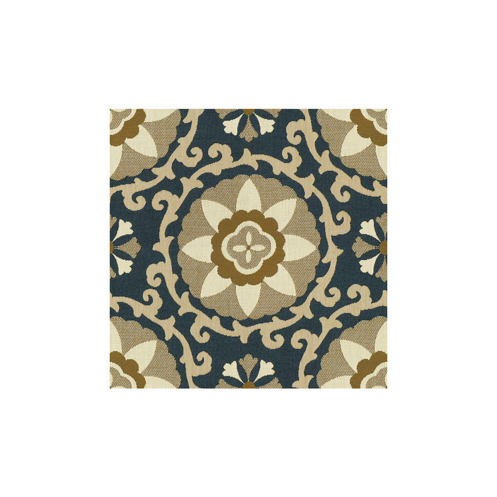 Exotic Suzani Sapphire by Kravet Design Fabric OCEANIA INDOOR OUTDOOR SOLUTION DYED ACRYLIC - 100% United States MEDIUM Horizontal: 15 and Vertical: 14 54 - Fabric Carolina -