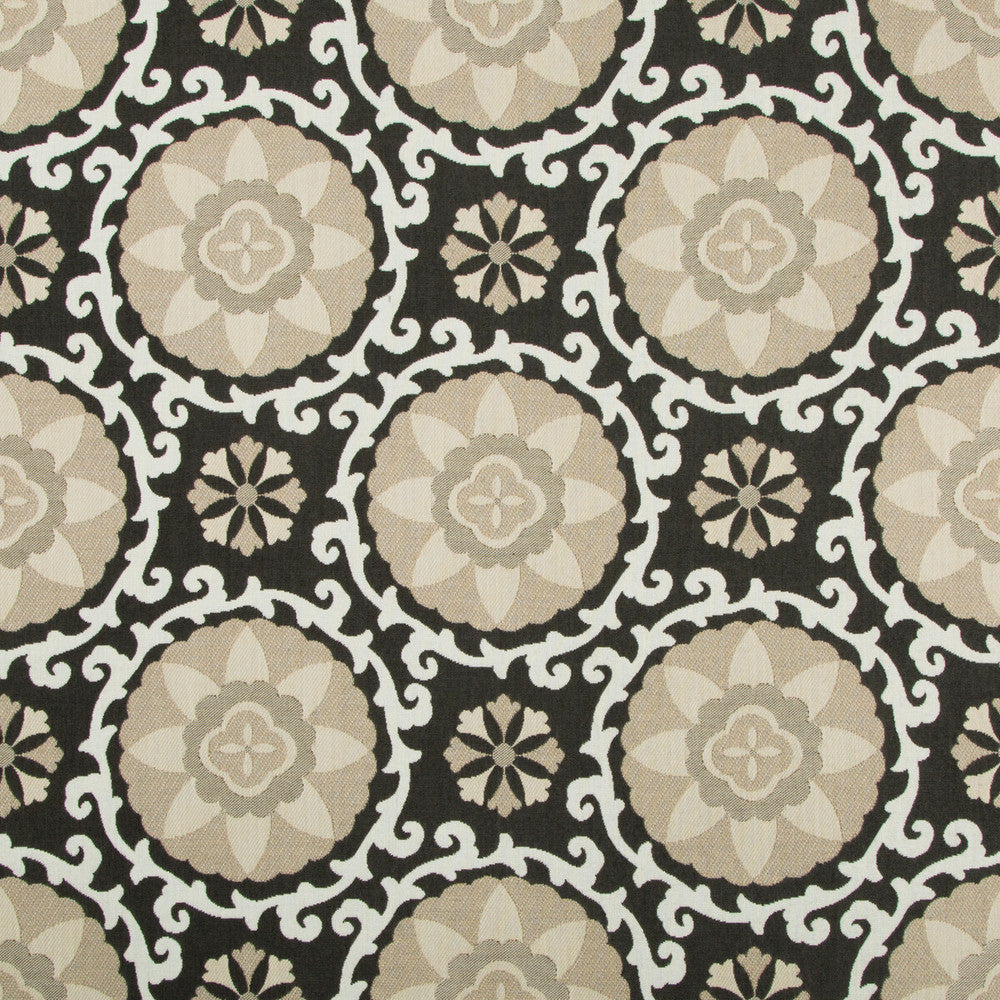 Exotic Suzani Coal by Kravet Design Designer Fabric OCEANIA INDOOR OUTDOOR SOLUTION DYED ACRYLIC - 100% United States MEDIUM Horizontal: 15 and Vertical: 14 54 - Swanky Fabrics -