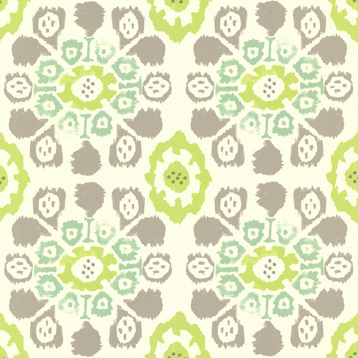 Valencia Green Ikat Floral Wallpaper by Eijffinger Ibiza Covers about 56.4 square feet 20.5-in by 33-ft long roll Unpasted 10.4 - Fabric Carolina -