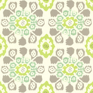 Valencia Green Ikat Floral Wallpaper by Eijffinger