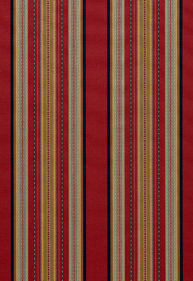 Wellington Stripe Multi On Spice 3322023 by Schumacher Designer Fabric Chroma 73% Cotton, 27% Viscose Wyzenbeek 20,000 Horizontal: 9.25 and Vertical: - 54 - Swanky Fabrics -