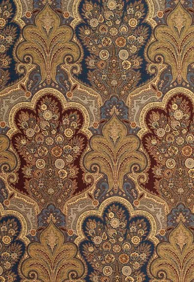 New Castle Paisley Indigo 3362044 by Schumacher Fabric Chroma 56% Cotton, 44% Viscose Wyzenbeek 30,000 Horizontal: 13.5 and Vertical: 22.5 53 - Fabric Carolina -