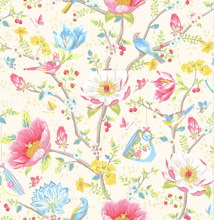 Leizu Cream Chinese Garden Wallpaper by Eijffinger Pip III Covers about 56.4 square feet 20.5-in by 33-ft long roll Unpasted 21 - Fabric Carolina -