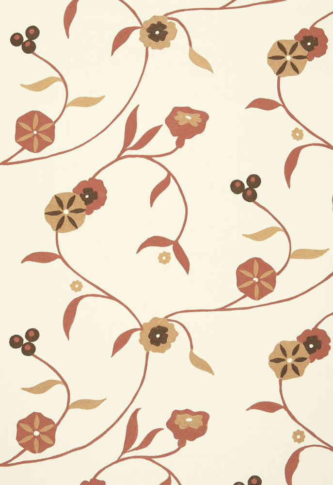 Indira Embroidery Spice 3438001 by Schumacher Designer Fabric - 100% Cotton Martindale 12,000 Horizontal: 19 and Vertical: 26 57 - Swanky Fabrics -