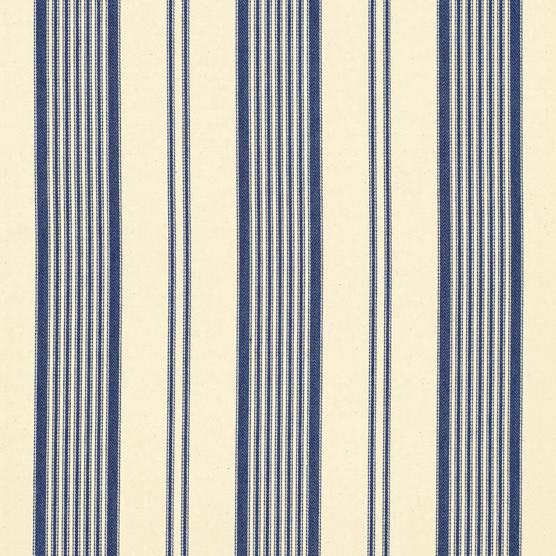Barnes Ticking Stripe Blue 3468001 by Schumacher Fabric CHROMA See Sample INDIA MEDIUM DUTY </p><p>Repeat: Horizontal: 6 3/4" (17CM) and Vertical: - 54" WIDE (137CM) - Fabric Carolina -