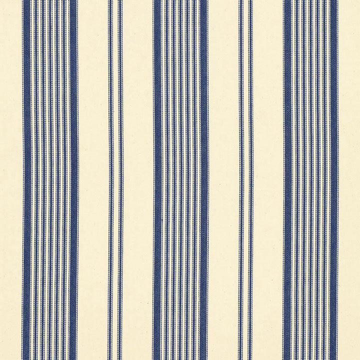 Barnes Ticking Stripe Blue 3468001 by Schumacher Fabric CHROMA See Sample INDIA MEDIUM DUTY </p><p>Repeat: Horizontal: 6 3/4" (17CM) and Vertical: - 54" WIDE (137CM) - Fabric Carolina -