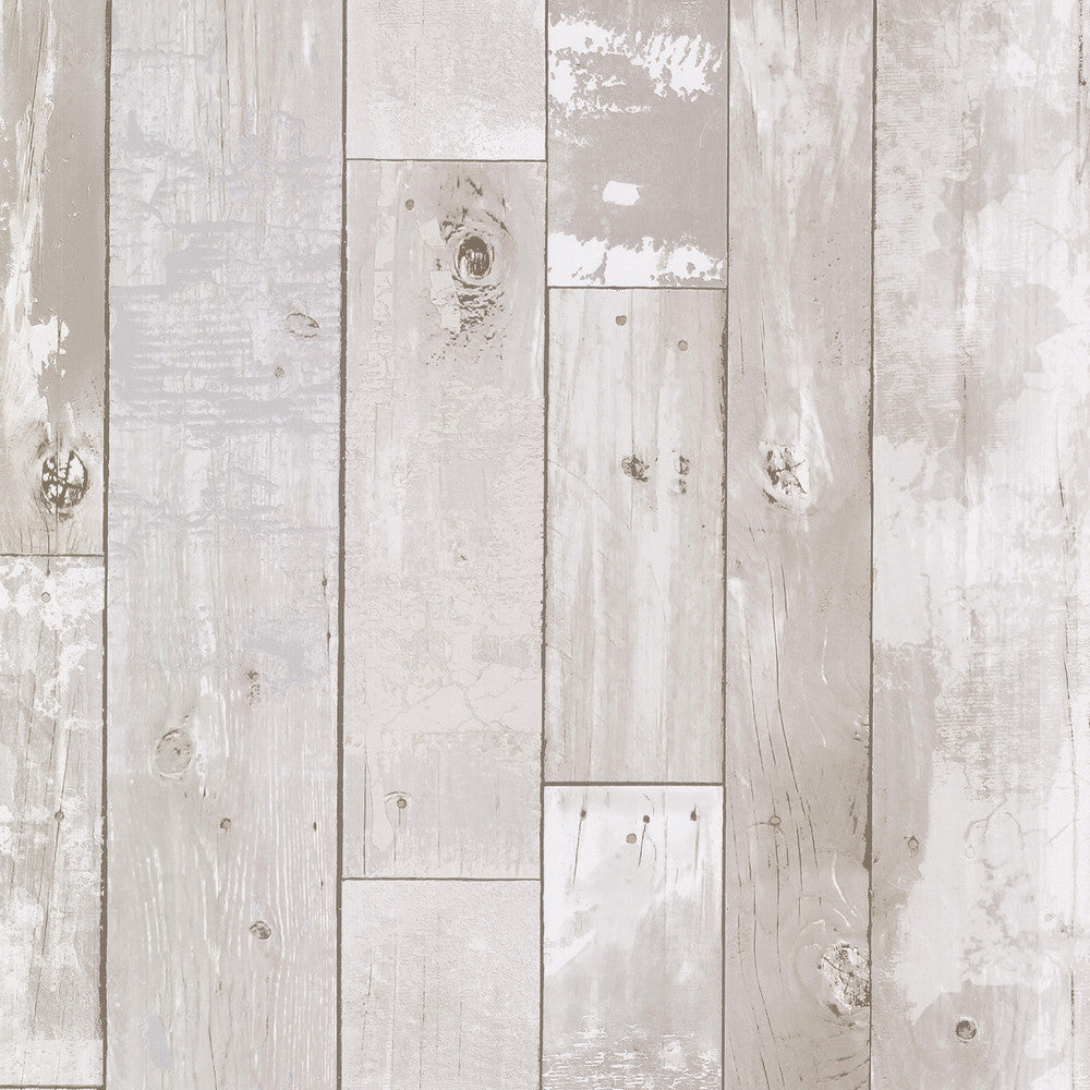 Heim White Distressed Wood Panel Wallpaper by Brewster Kitchen & Bath Resource III Covers about 56.4 square feet 20.5-in by 33-ft long roll Unpasted 21 - Fabric Carolina -