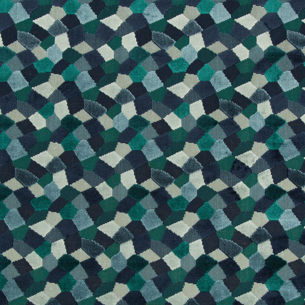 Modern Mosaic Peacock by Kravet Couture Fabric ARTISAN VELVETS VISCOSE - 81%;COTTON - 10%;POLYESTER - 9% Belgium HEAVY Horizontal: 9 and Vertical: 9 53.5 - Fabric Carolina -