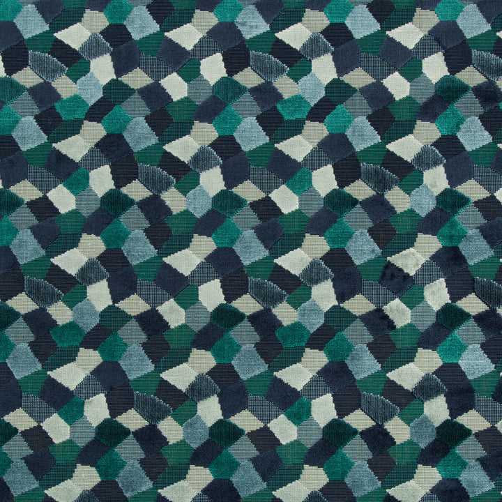Modern Mosaic Peacock by Kravet Couture Fabric ARTISAN VELVETS VISCOSE - 81%;COTTON - 10%;POLYESTER - 9% Belgium HEAVY Horizontal: 9 and Vertical: 9 53.5 - Fabric Carolina -
