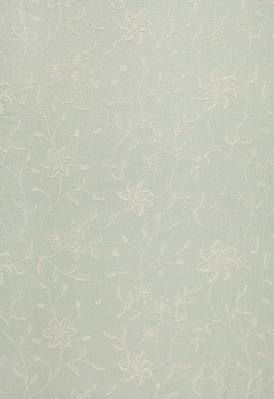 Georgia Linen Embroidery Aqua 3491000 by Schumacher Fabric Chroma 100% Linen Wyzenbeek 10,000 Horizontal: 26 and Vertical: 19.5 52 - Fabric Carolina -