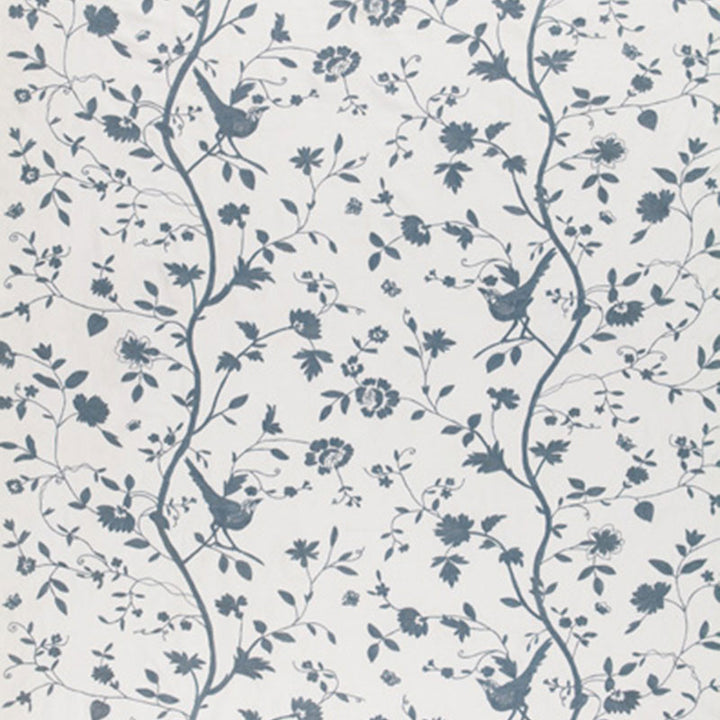 Birdsong Embroidery Porcelain 3501001 by Schumacher Fabric SCHUMACHER CHROMA SPR. '07 See Sample INDIA NOT APPLICABLE </p><p>Repeat: Horizontal: 58" (147CM) and Vertical: 30" (76CM) 58" WIDE (147CM) - Fabric Carolina -