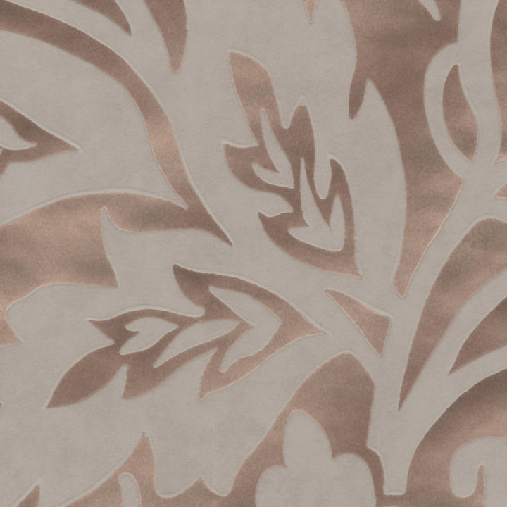 Velma Rose Gold Flocked Paisley Wallpaper by Eijffinger Whisper Covers about 56.4 square feet 20.5-in by 33-ft long roll Unpasted 28 - Fabric Carolina -