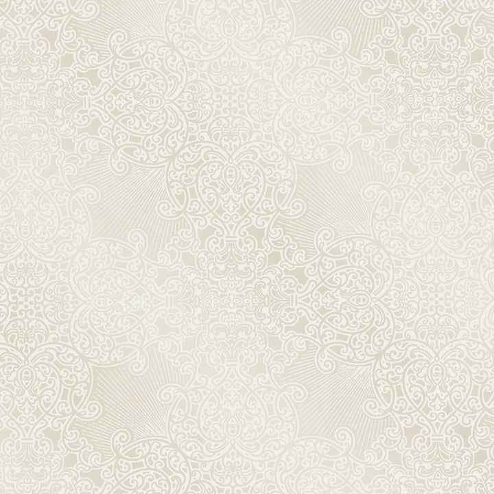 Linkin Cream Scroll Medallion Wallpaper by Eijffinger Whisper Covers about 56.4 square feet 20.5-in by 33-ft long roll Unpasted 25 - Fabric Carolina -