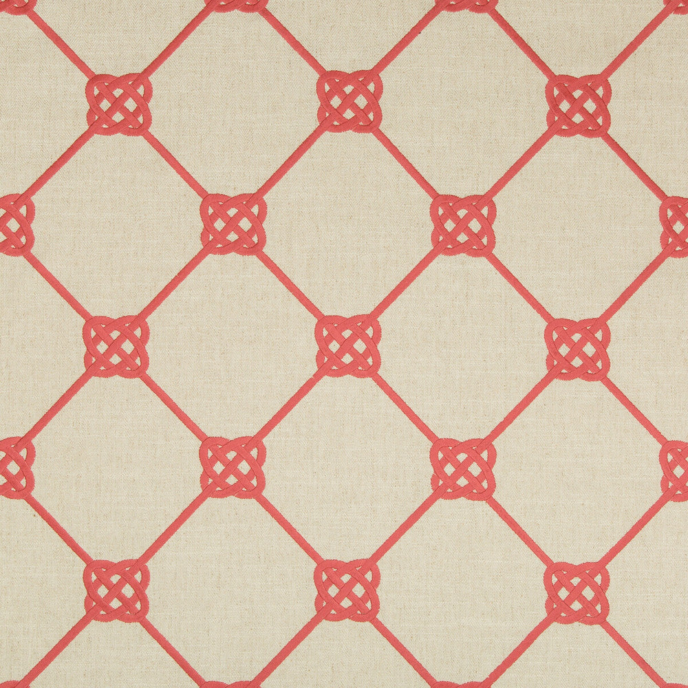 Knotbridge Coral by Kravet Basics Designer Fabric BERMUDA COTTON - 51%;LINEN - 17%;POLYESTER - 17%;VISCOSE - 15% India Horizontal: 8.5 and Vertical: 9 51.5 - Swanky Fabrics -