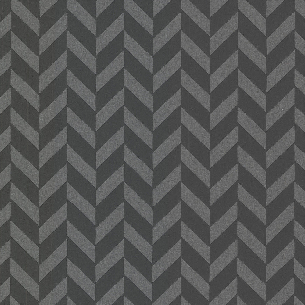 Gamma Charcoal Herringbone Wallpaper by Eijffinger Black & Light Covers about 56.4 square feet 20.5-in by 33-ft long roll Unpasted 2.32 - Fabric Carolina -