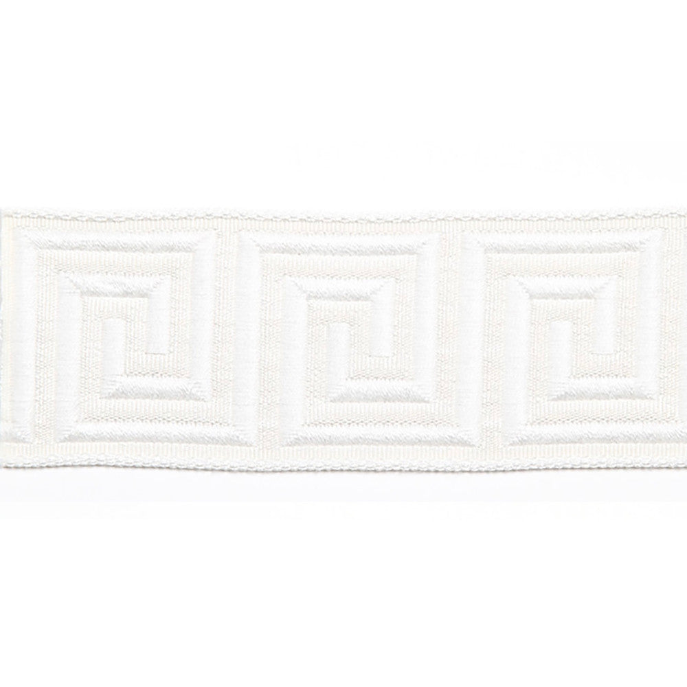 Hellenic Key Jacquard Tape White by Europatex Designer Fabric Hellenic 62% Fibranne, 38% Rayon 2.00 inches - Swanky Fabrics -