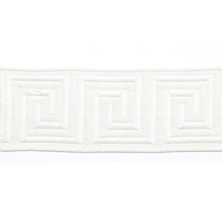 Hellenic Key Jacquard Tape White by Europatex Designer Fabric Hellenic 62% Fibranne, 38% Rayon 2.00 inches - Swanky Fabrics -