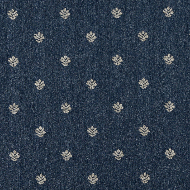 3604 Denim Leaf by Charlotte Fabric Country Classics 85% Olefin, 15% Polyester Made In USA Exceeds 150,000 Wyzenbeek Rubs (Heavy Duty) Horizontal: 4" x Vertical: 3.5" 54 Inches - Fabric Carolina -