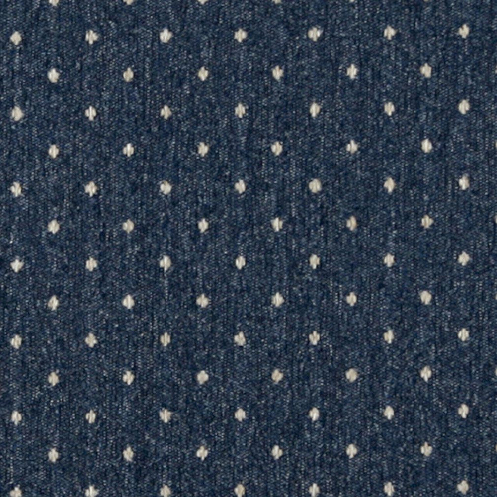 3614 Denim Dot by Charlotte Fabric Country Classics 85% Olefin, 15% Polyester Made In USA Exceeds 150,000 Wyzenbeek Rubs (Heavy Duty) Horizontal: 1.25" x Vertical: 1.25" 54 Inches - Fabric Carolina -