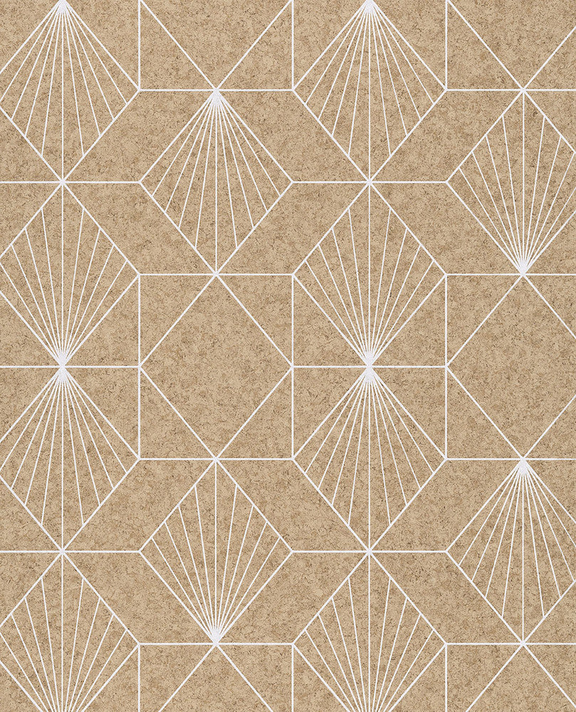 Halcyon Neutral Geometric Wallpaper by Eijffinger Geonature Covers about 56.4 square feet 20.5-in by 33-ft long roll Unpasted 25 - Fabric Carolina -