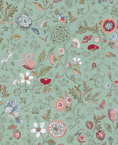 Espen Turquoise Floral Wallpaper by Eijffinger