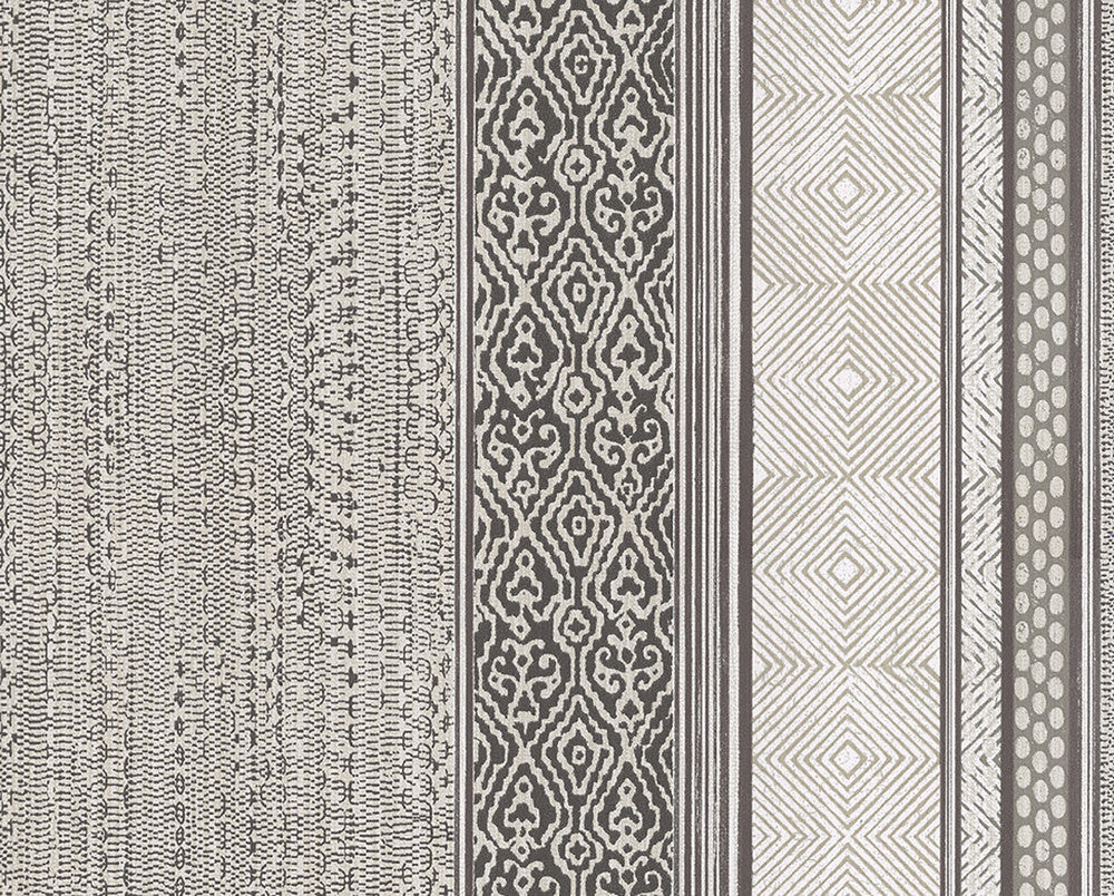 Setif Brown Stripe Wallpaper by Eijffinger Siroc Covers about 74.3 square feet 27-in by 33-ft long roll Unpasted 0 - Fabric Carolina -