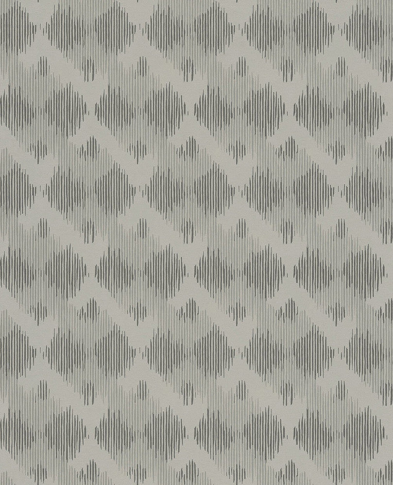 Bechar Grey Geometric Wallpaper by Eijffinger Siroc Covers about 56.4 square feet 20.5-in by 33-ft long roll Unpasted 25 - Fabric Carolina -