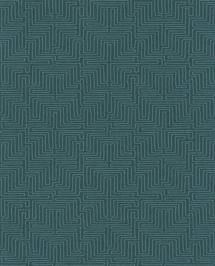Kairo Teal Geometric Wallpaper by Eijffinger Siroc Covers about 56.4 square feet 20.5-in by 33-ft long roll Unpasted 13 - Fabric Carolina -
