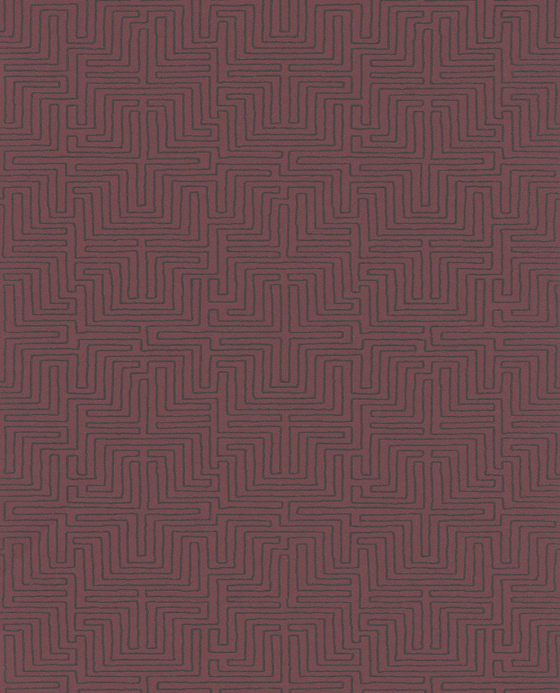 Kairo Maroon Geometric Wallpaper by Eijffinger Siroc Covers about 56.4 square feet 20.5-in by 33-ft long roll Unpasted 13 - Fabric Carolina -