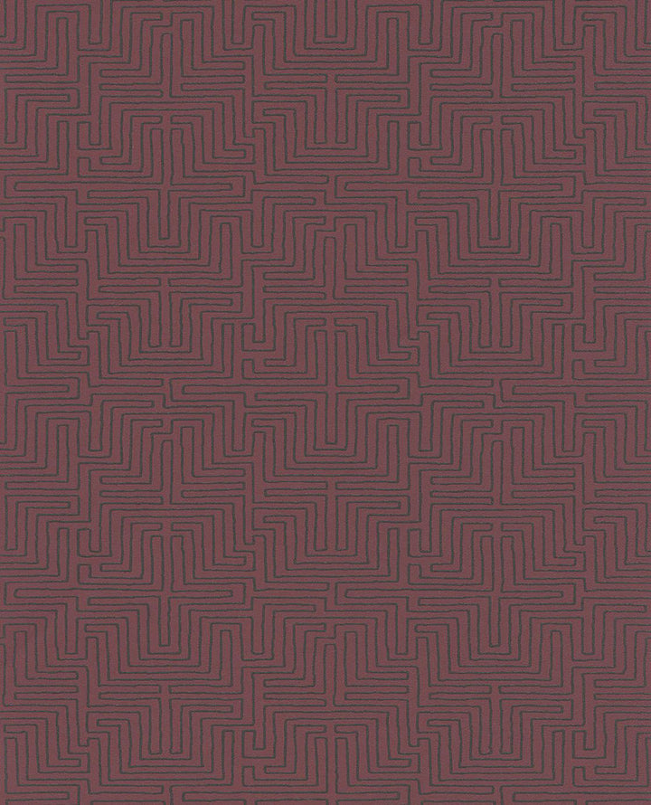 Kairo Maroon Geometric Wallpaper by Eijffinger Siroc Covers about 56.4 square feet 20.5-in by 33-ft long roll Unpasted 13 - Fabric Carolina -