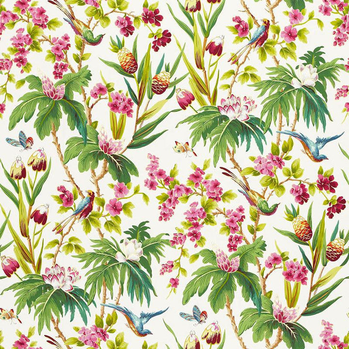 Seychelles Ivory 175701 by Schumacher Designer Fabric Print Happy 27.0" - Swanky Fabrics -