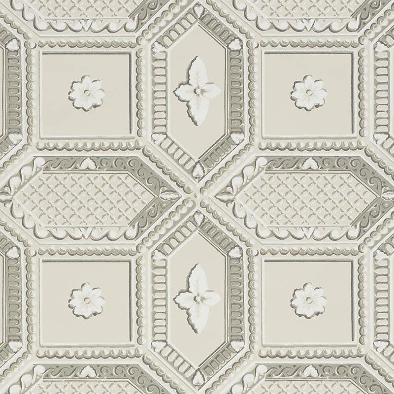 Lacunaria Stone 5009901 by Schumacher Designer Wallpaper Trompe L'Oeil 13.5" - Swanky Fabrics -