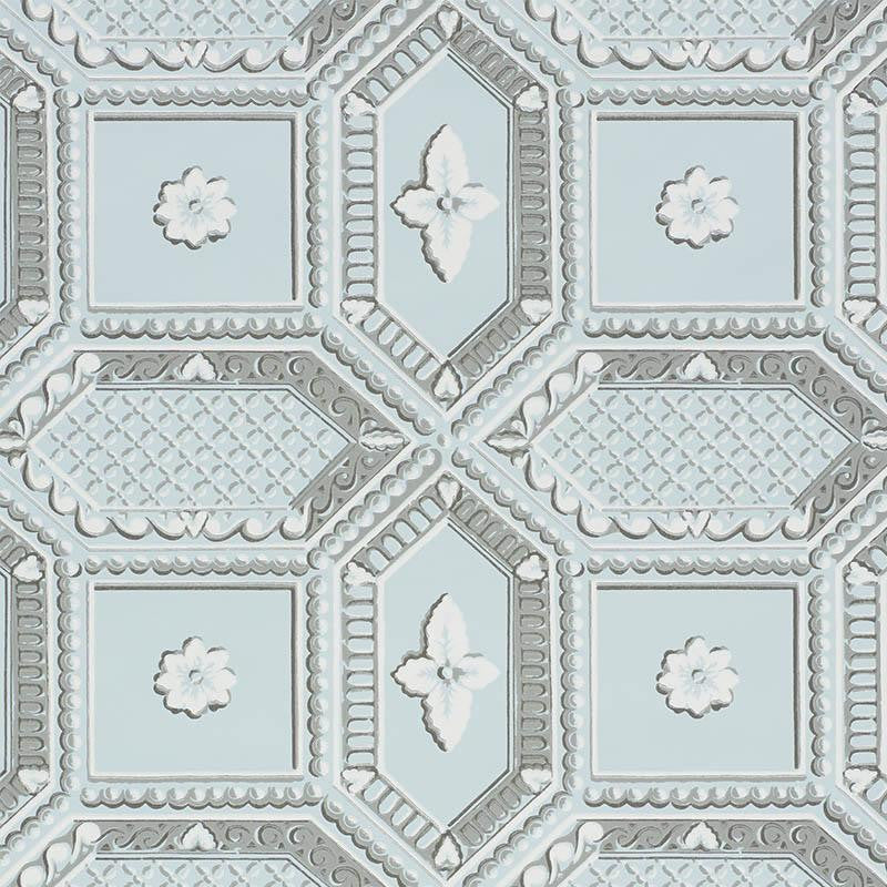 Lacunaria Sky 5009902 by Schumacher Designer Wallpaper Trompe L'Oeil 13.5" - Swanky Fabrics -