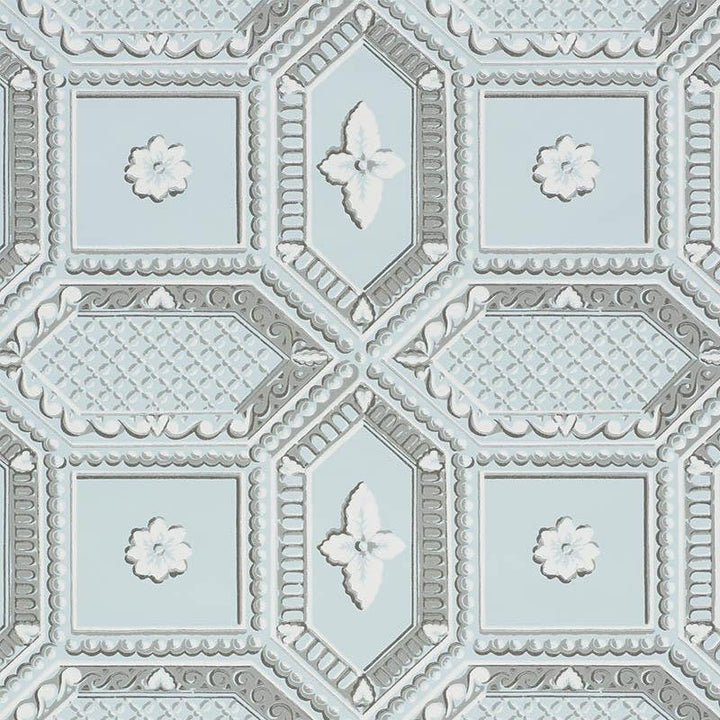 Lacunaria Sky 5009902 by Schumacher Designer Wallpaper Trompe L'Oeil 13.5" - Swanky Fabrics -