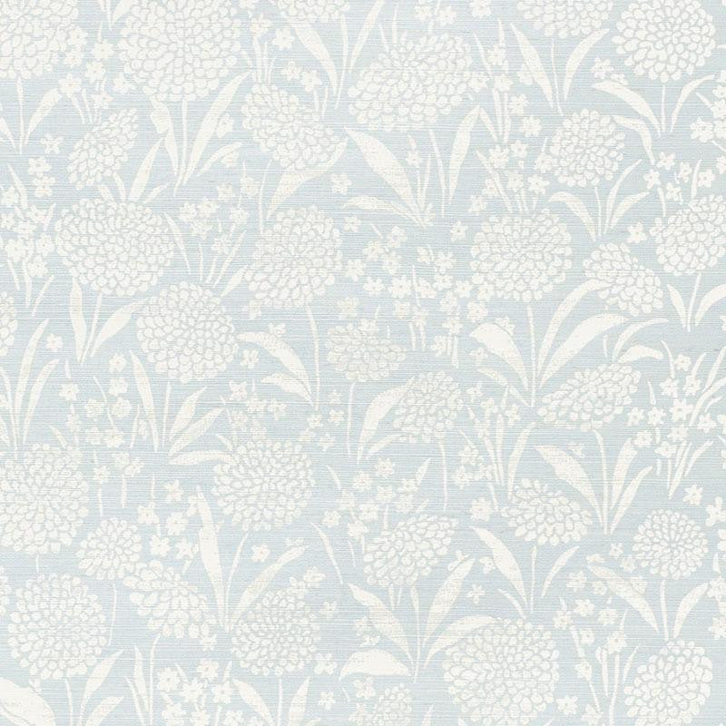 Chrysanthemum Sisal Sky 5009780 by Schumacher Wallpaper Textured Wallcoverings & Printed Grasscloths 34.0" - Fabric Carolina -
