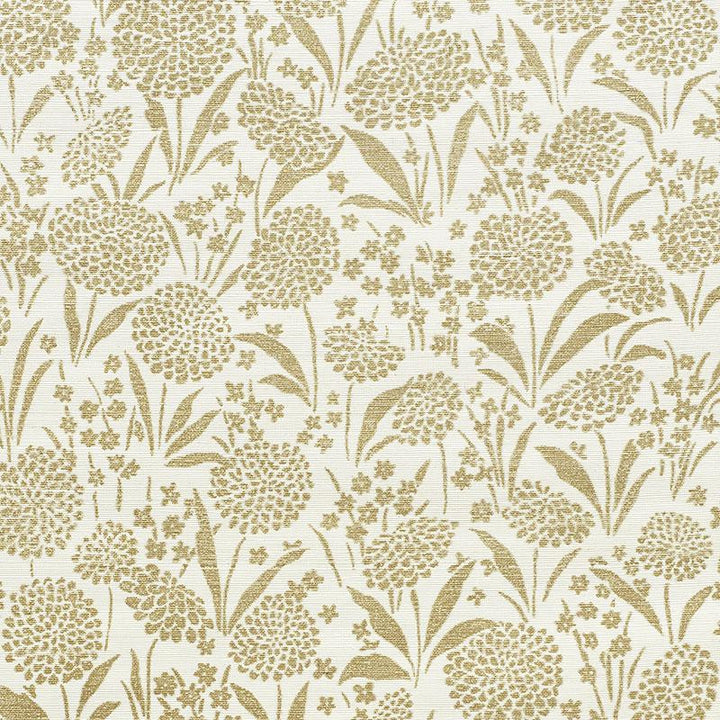 Chrysanthemum Sisal Gold 5009782 by Schumacher Wallpaper Textured Wallcoverings & Printed Grasscloths 34.0" - Fabric Carolina -