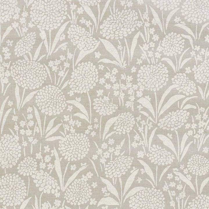 Chrysanthemum Hemp Shimmer Moonstone 5009790 by Schumacher Wallpaper Textured Wallcoverings & Printed Grasscloths 34.0" - Fabric Carolina -