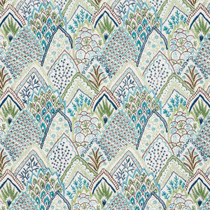Albizia Embroidery Blue & Green 76311 by Schumacher Fabric