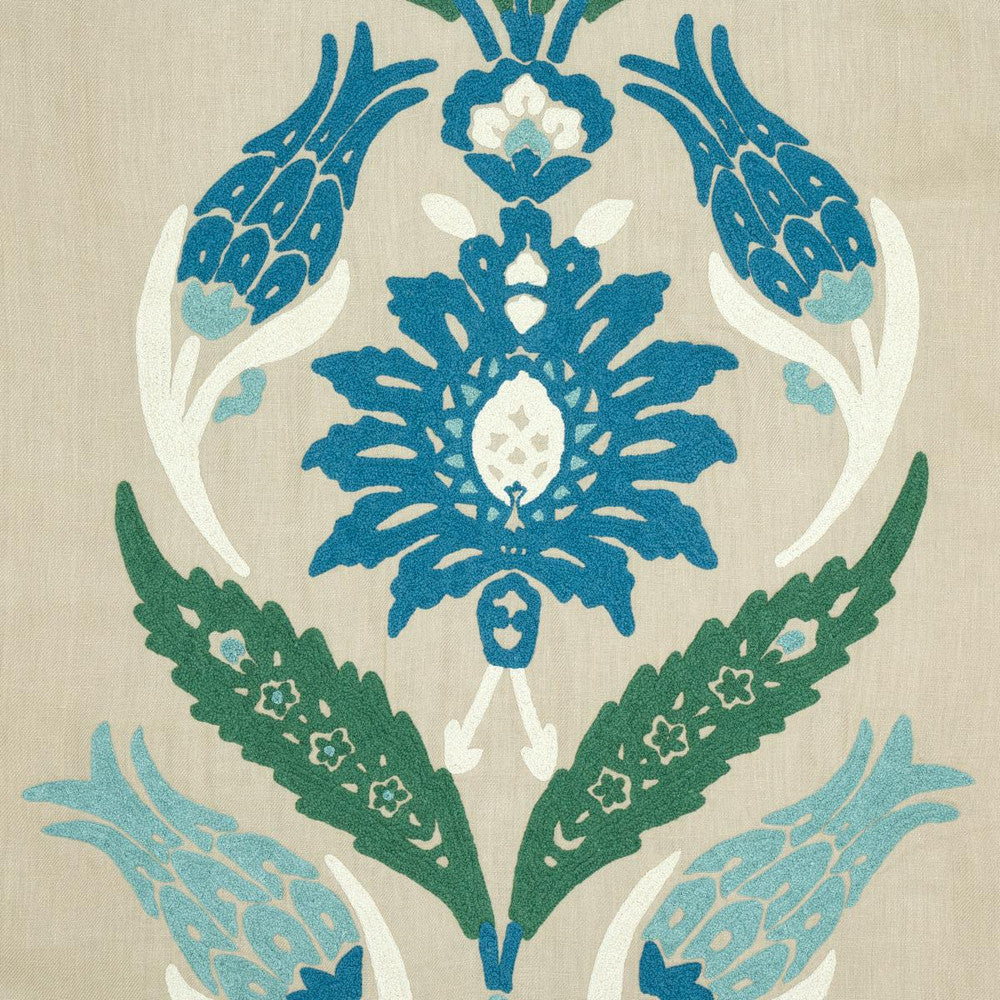 Anagada Embroidery Peacock 74141 by Schumacher Designer Fabric Palampore 24.0" - Swanky Fabrics -