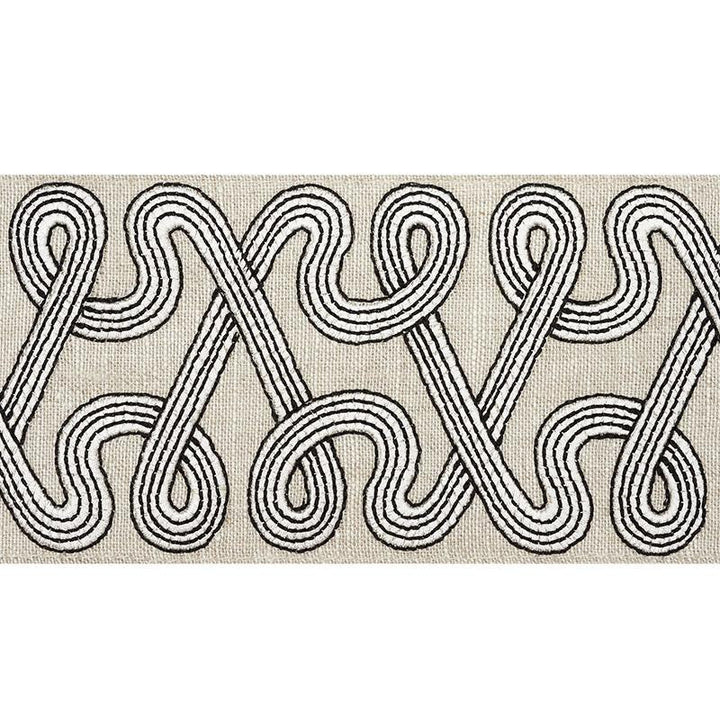 Freeform Embroidered Tape Graphite 76732 by Schumacher Designer Trim Freehand 3.88" - Swanky Fabrics -
