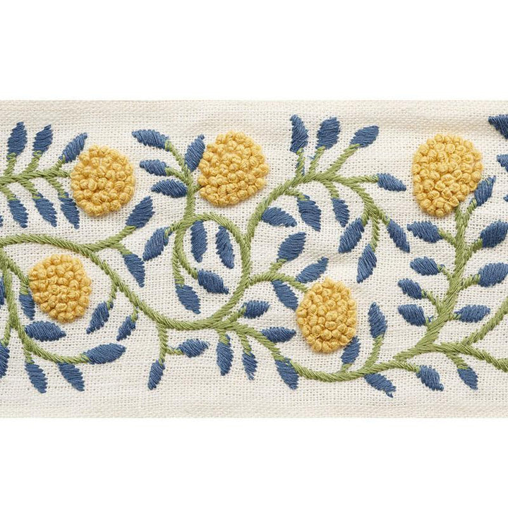 Ashoka Tape Citron & Blue 76292 by Schumacher Trim Palampore 11.25" - Fabric Carolina -