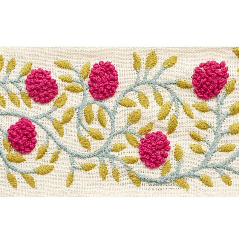 Ashoka Tape Magenta & Leaf 76293 by Schumacher Trim Palampore 11.25" - Fabric Carolina -