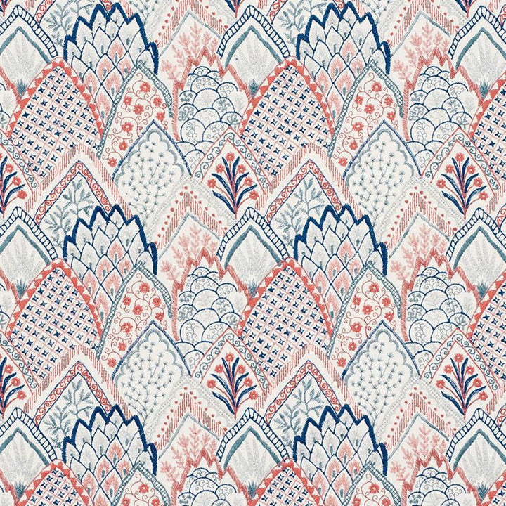 Albizia Embroidery Delft & Rose 76310 by Schumacher Fabric Palampore 8.62" - Fabric Carolina -