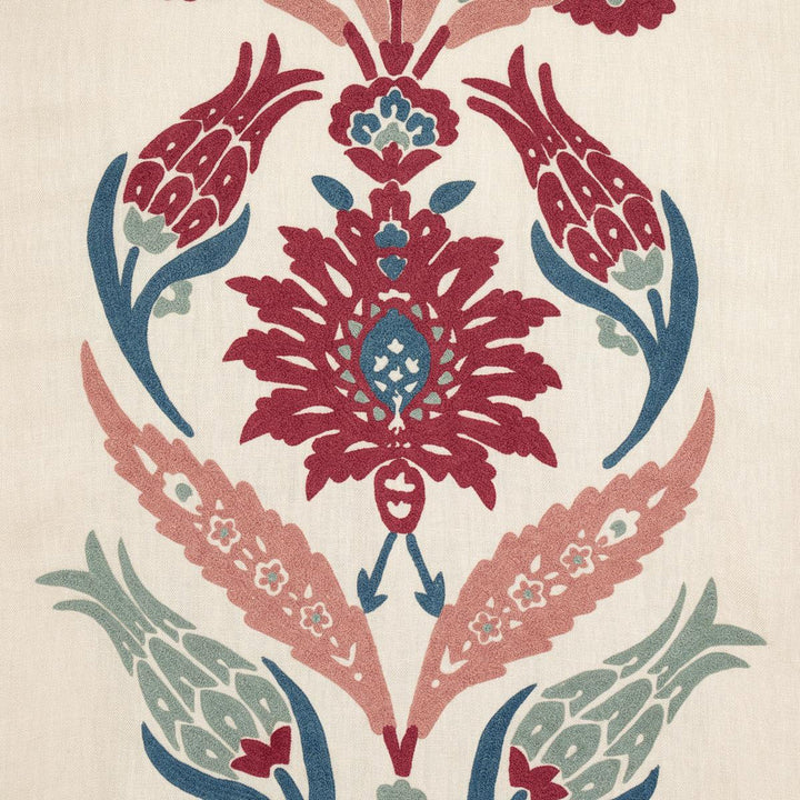 Anagada Embroidery Dusty Rose 74140 by Schumacher Designer Fabric Palampore 24.0" - Swanky Fabrics -